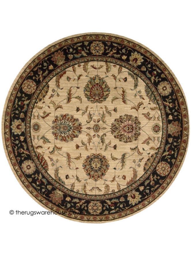 Patina Ivory Black Circle Rug - 4