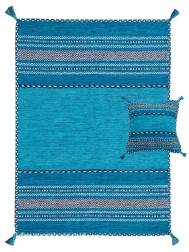 Kelim Teal Rug - Thumbnail - 5