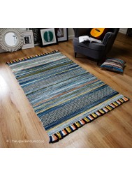 Kelim Stripes Blue Rug - Thumbnail - 2