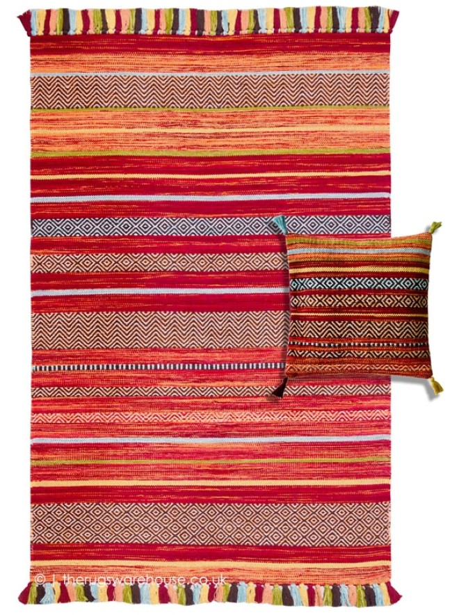 Kelim Stripes Red Rug - 4