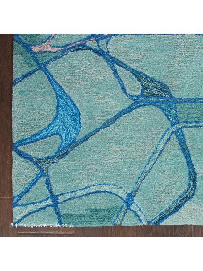 Polygons Symmetry Aqua Rug - 4