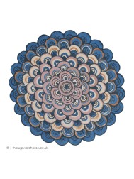 Masquerade Blue Circle Rug - Thumbnail - 4