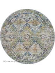 Ankara Blue Green Circle Rug - Thumbnail - 4