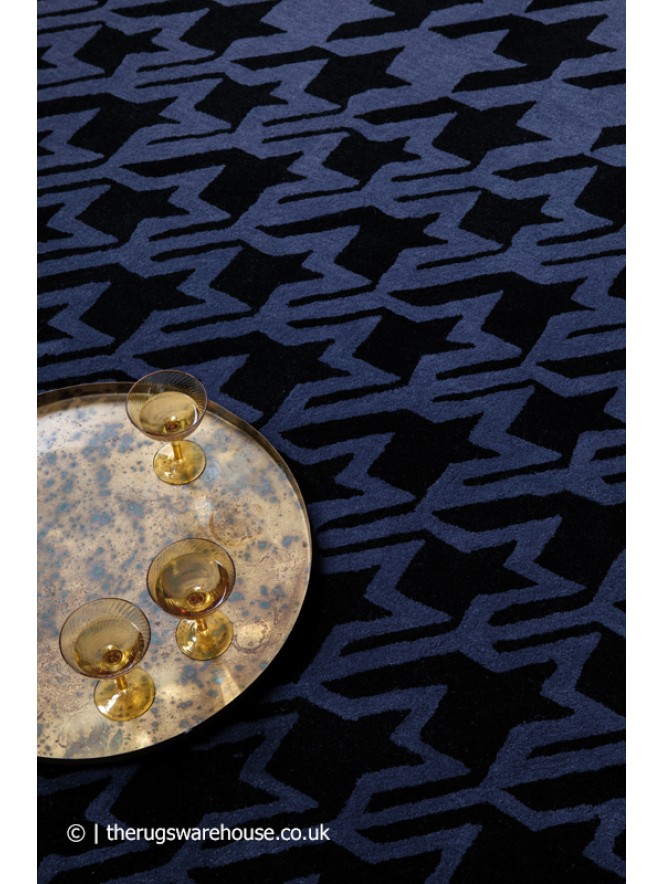 Houndstooth Dark Blue Rug - 7