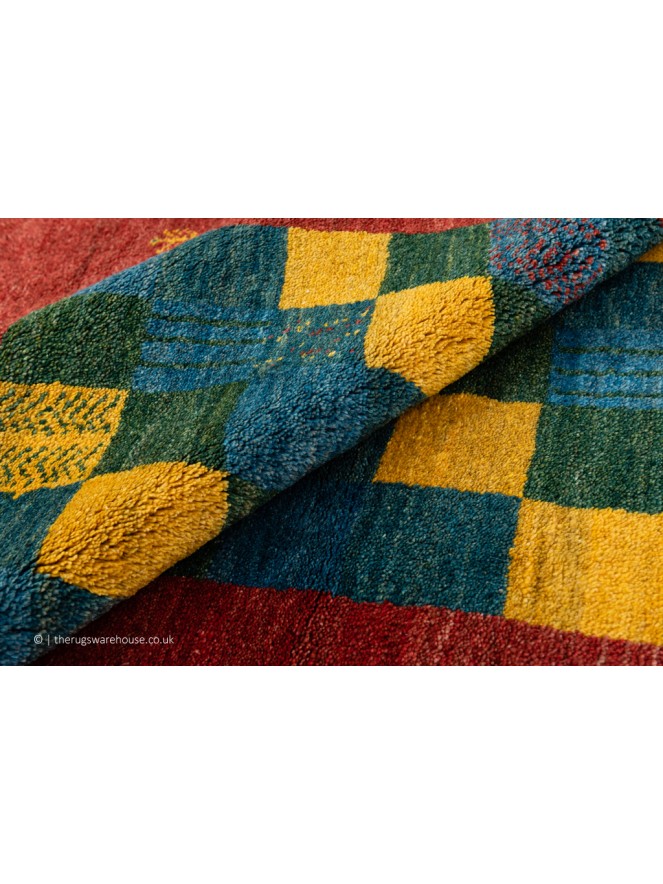 Gabbeh Squares Red Rug - 4